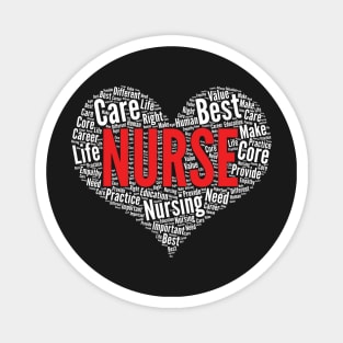 Nurse Heart Shape Word Cloud RN Nursing product Magnet